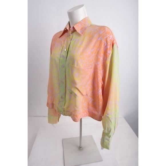 Stella McCartney Womans Silk Printed Blouse Shirt Top Orchid Sz 40 US 4-6 NWT - Picture 4 of 6